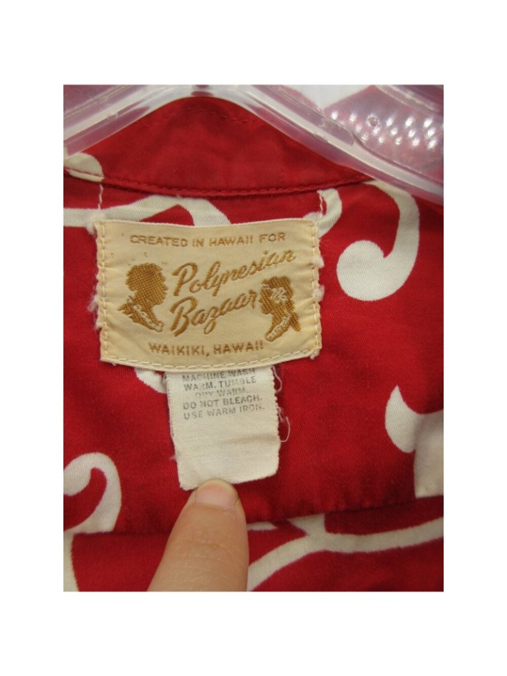 VTG Polynesian Bazaar Shirt Large 60s 70s Hawaiian Loop Collar Waikiki - Picture 11 of 12